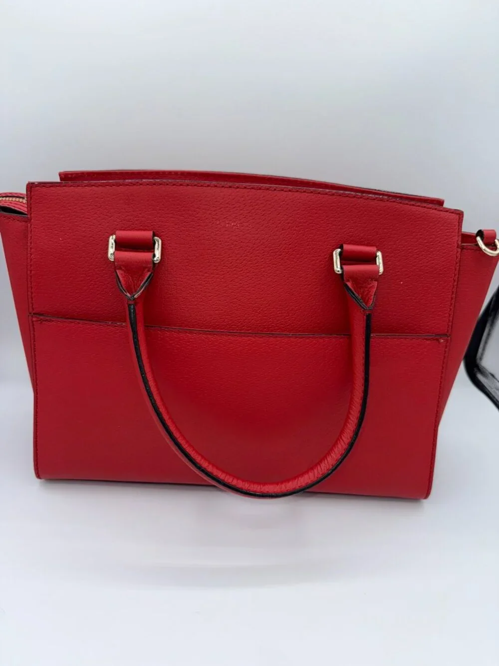 Kate Spade New York Red Leather Satchel Handbag Gold Hardware